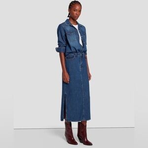 7 For All Mankind DENIM MIDI SKIRT IN BLUENOTE size 28